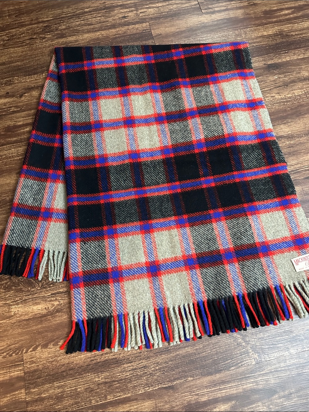 Vintage Wool Blanket Throw Mackintosh Elquin Plaid Tassels Scotland